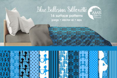 Blue Ballerina Silhouette patterns AMB-1950