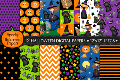 Halloween digital papers, Halloween papers, Halloween patterns