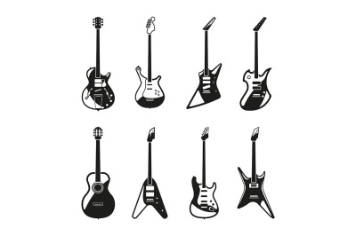 Different rock electric guitars set