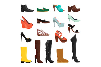 Women shoes in different styles