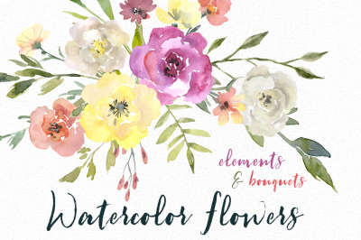 Watercolor Flowers and Bouquets PNG