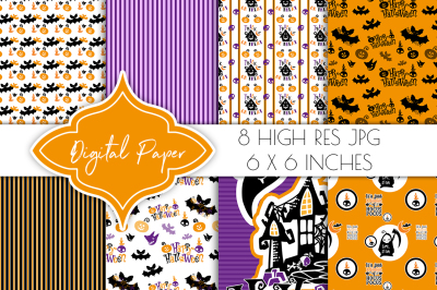 Halloween Digital Paper, Party Background Pattern, Scrapbook Papers