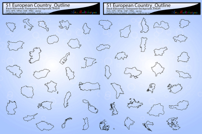 European Country outline map silhouette vector / European Country map