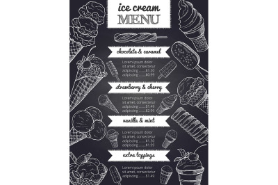 Vector menu of ice cream