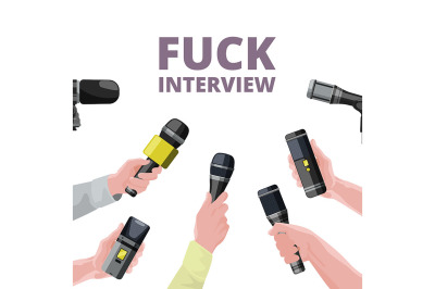  Illustrations for daily news. Hands holding microphones