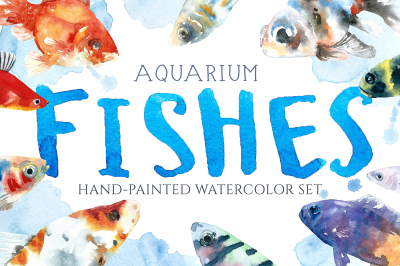 Aquarium Fishes Watercolor Clipart
