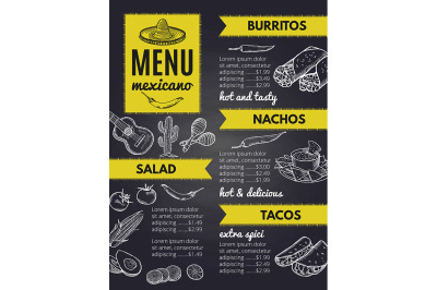 Traditional mexican cuisine. Design template of restaurant menu