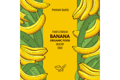 Retro poster with illustration of banana and place for your text