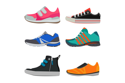 Fashion pictures of different sport sneakers