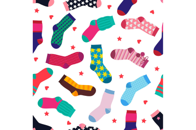Vector seamless pattern with different funny socks