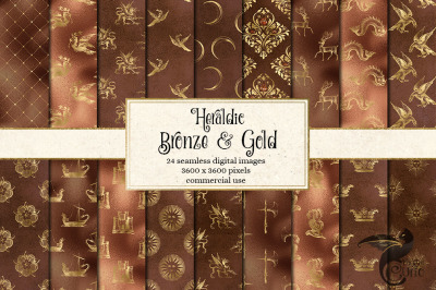 Heraldic Bronze and Gold Digital Paper