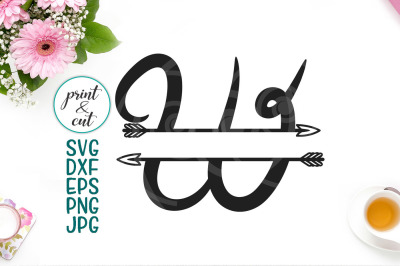 W Valli Split Monogram Font with arrows iron on print cut