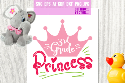 3rd Grade Princess - svg, eps, ai, cdr, dxf, png, jpg