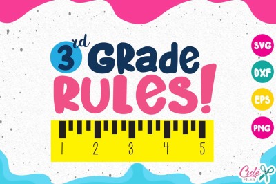3rd grade rules svg, back to school, 3rd grade life, school