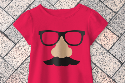 Joke Glasses with Nose and Mustache | SVG | PNG | DXF