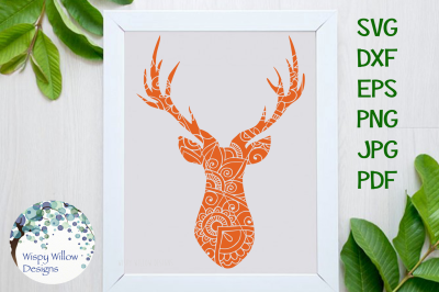 Deer Head&2C; Buck&2C; Zentangle&2C; Hunting&2C; Animal&2C; Cut File