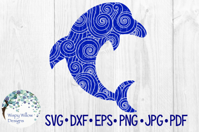 Dolphin Swirls&2C; Zentangle Sea Animal Cut File