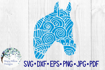 Horse Zentangle, Swirl, Farm Animal SVG/DXF/EPS/PNG/JPG/PDF