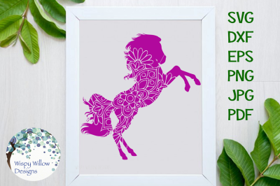 Horse Floral Mandala&2C; Farm Animal Cut File