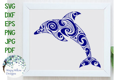 Tribal Dolphin, Ocean Sea Animal Cut File