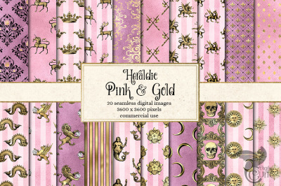 Heraldic Pink and Gold Backgrounds