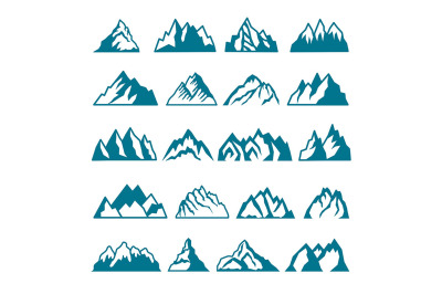 Monochrome pictures set of different mountains