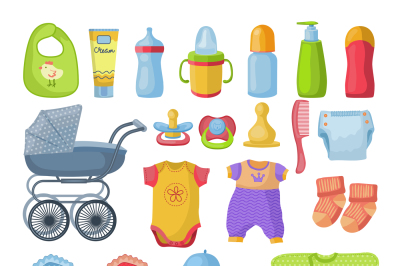 Set of different tools for newborn baby