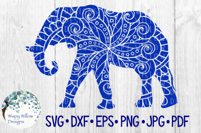 Elephant Zentangle Animal SVG/DXF/EPS/PNG/JPG/PDF