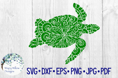 Sea Turtle Zentangle, Summer Animal SVG/DXF/EPS/PNG/JPG/PDF
