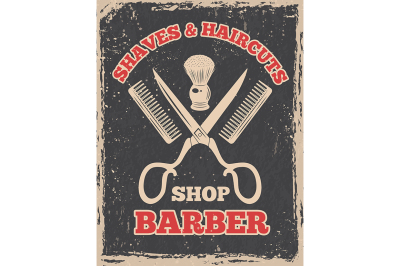 Shopping logo in retro style. Barbershop poster