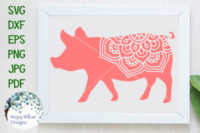 Pig Mandala, Farm Animal, SVG/DXF/EPS/PNG/JPG/PDF