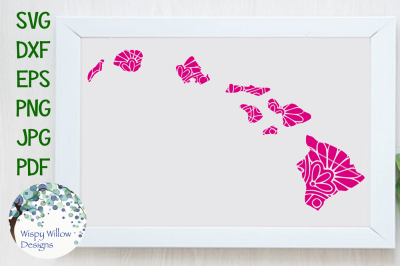 Hawaii HI Floral State Mandala SVG/DXF/EPS/PNG/JPG/PDF