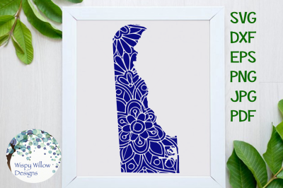 Delaware DE State Floral Mandala SVG/DXF/EPS/PNG/JPG/PDF
