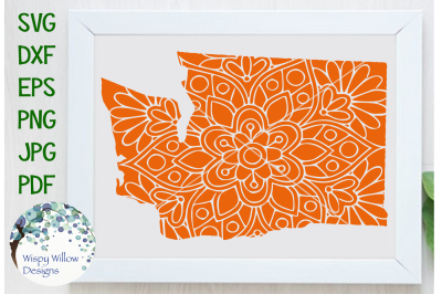 Washington WA State Floral Mandala SVG/DXF/EPS/PNG/JPG/PDF
