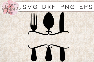 Utensil Monogram Frame SVG PNG EPS DXF Cutting Files