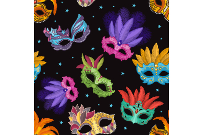 Seamless pattern set with carnival mask