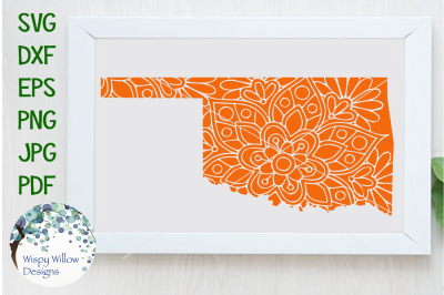 Oklahoma OK State Floral Mandala SVG/DXF/EPS/PNG/JPG/PDF