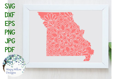 Missouri MO State Floral Mandala SVG/DXF/EPS/PNG/JPG/PDF