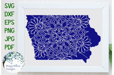 Iowa IA State Floral Mandala SVG/DXF/EPS/PNG/JPG/PDF