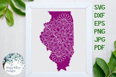 Illinois IL State Floral Mandala SVG/DXF/EPS/PNG/JPG/PDF