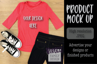 MOCK UP | Pink top & jeans