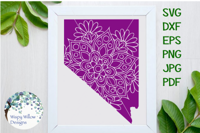 Nevada NV State Floral Mandala SVG/DXF/EPS/PNG/JPG/PDF