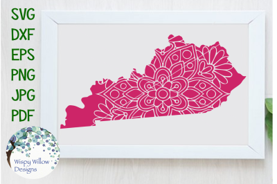 Kentucky KY State Floral Mandala SVG/DXF/EPS/PNG/JPG/PDF