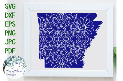 Arkansas AR State Floral Mandala SVG/DXF/EPS/PNG/JPG/PDF