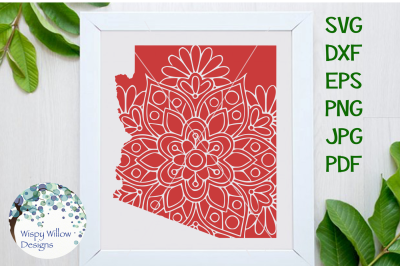 Arizona AZ State Floral Mandala SVG/DXF/EPS/PNG/JPG/PDF