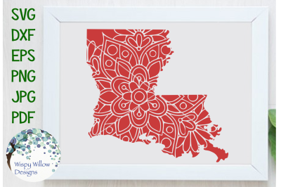Louisiana LA State Floral Mandala SVG/DXF/EPS/PNG/JPG/PDF