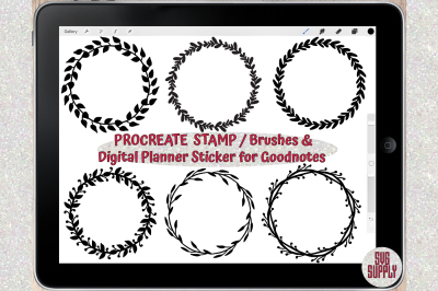 Wreath Procreate Brush/Stamp & Digital Sticker for Digital Planner