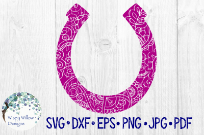 Lucky Horse Shoe, Zentangle, SVG/DXF/EPS/PNG/JPG/PDF