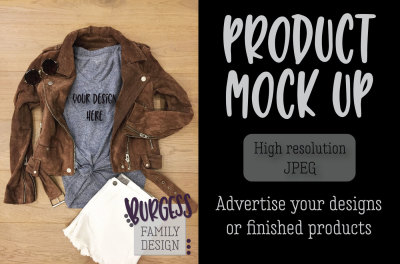 MOCK UP | Brown leather jacket & t-shirt