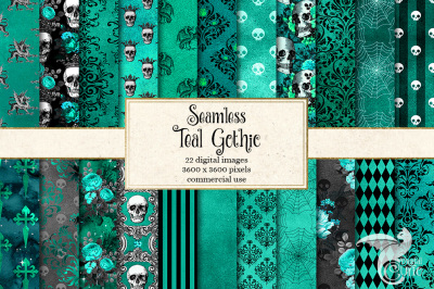 Teal Gothic Digital Paper